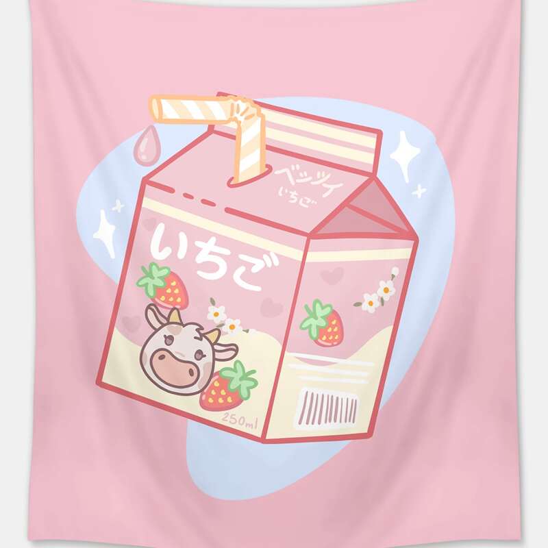 

Cartoon Milk Box Tapestry, Multicolor