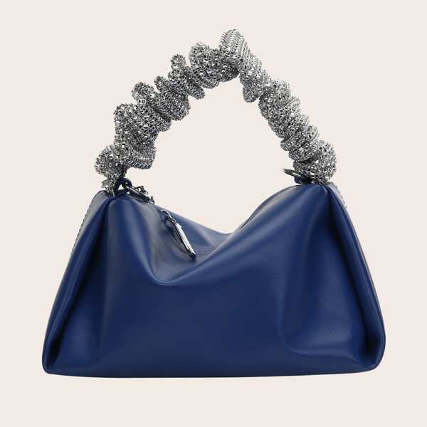 

Sequin Decor Handle Chain Satchel Bag, Blue