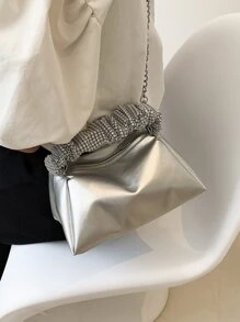 Umhängetasche mit Kette, Pailletten, Griff