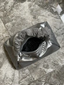 Umhängetasche mit Kette, Pailletten, Griff