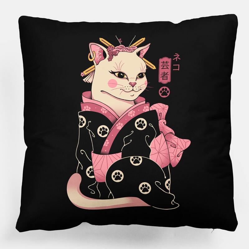 

Cartoon Cat Print Cushion Cover Without Filler, Multicolor