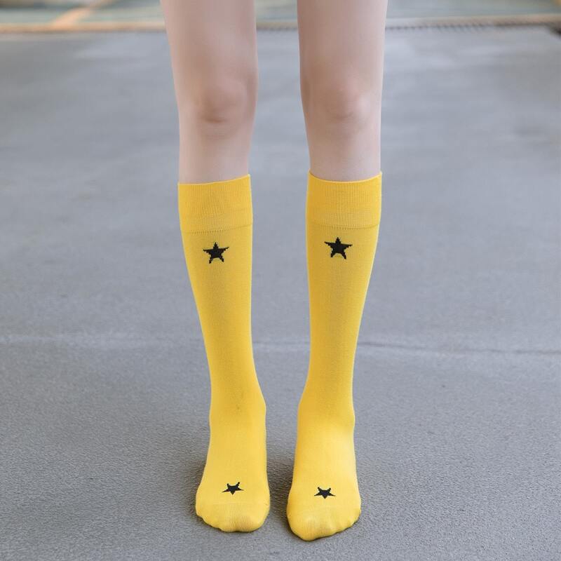 

Star Pattern Over The Calf Socks, Yellow