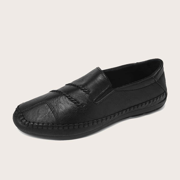 

Men Minimalist Stitch Detail Loafers, Black