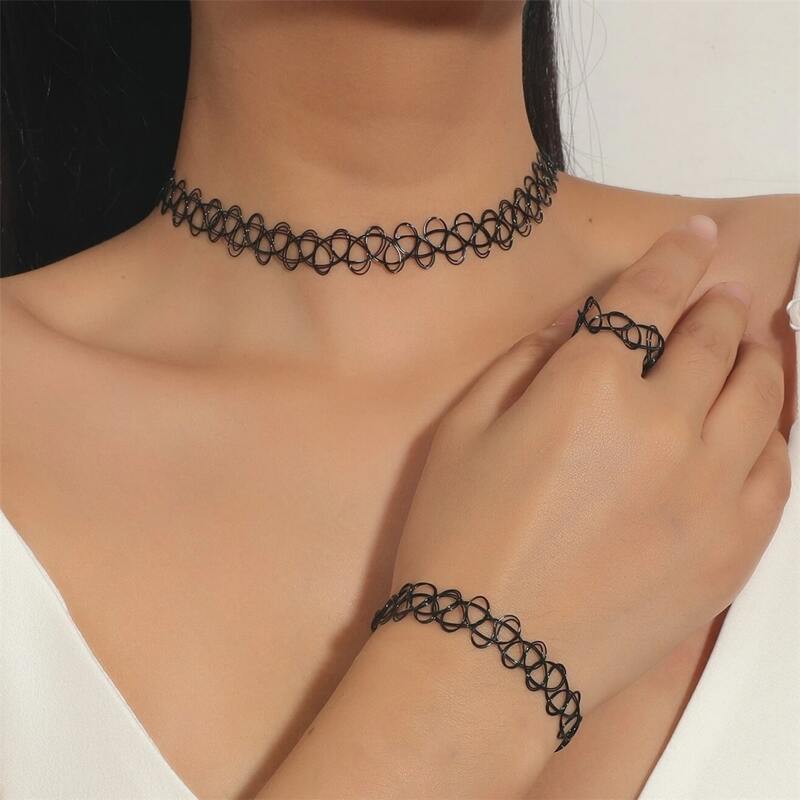 

3pcs Hollow Out Jewelry Set, Black