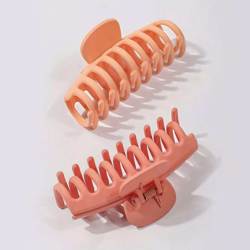 

2pcs Solid Hair Claw, Multicolor