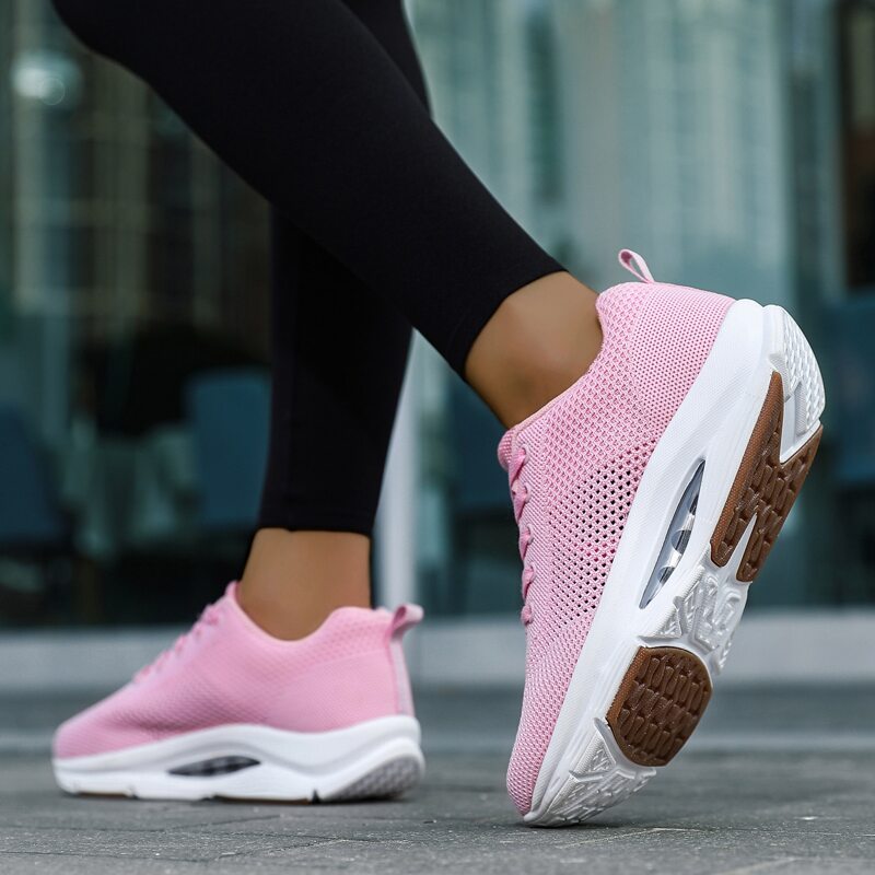 

Lace-up Front Breathable Running Shoes, Pink