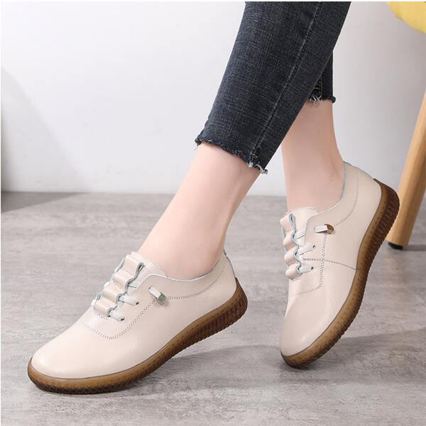 

Minimalist Lace-up Front Oxfords, Beige