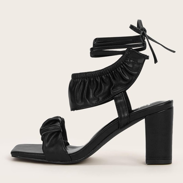 

Minimalist Velcro Strap Chunky Sandals, Black