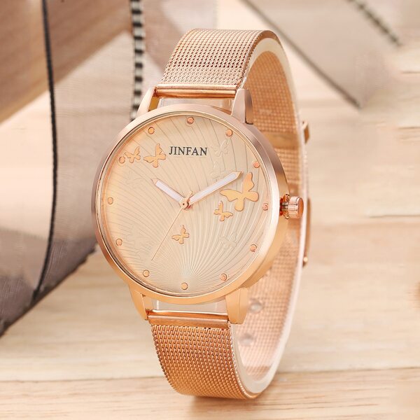 

Butterfly Dial Mesh Strap Quartz Watch