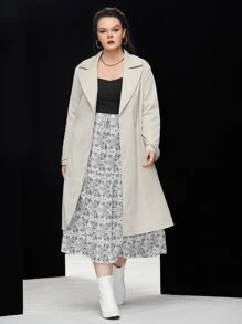 Váy Plus Size Thực vật Tất cả trên in Giải trí - Đen và trắng - Xem 5