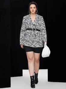 Áo vest Plus size Sọc ngựa vằn Giải trí - Đen và trắng - Xem 1