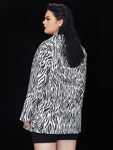 Áo vest Plus size Sọc ngựa vằn Giải trí - Đen và trắng - Xem 2