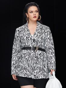 Áo vest Plus size Sọc ngựa vằn Giải trí - Đen và trắng - Xem 3