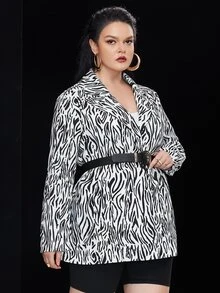 Áo vest Plus size Sọc ngựa vằn Giải trí - Đen và trắng - Xem 4