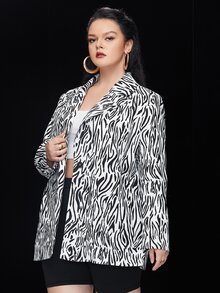 Áo vest Plus size Sọc ngựa vằn Giải trí - Đen và trắng - Xem 5