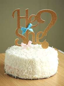 1pc Baby Shower Party Cake Topper - Gold - View 1