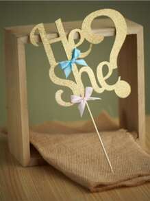 1pc Baby Shower Party Cake Topper - Gold - View 2