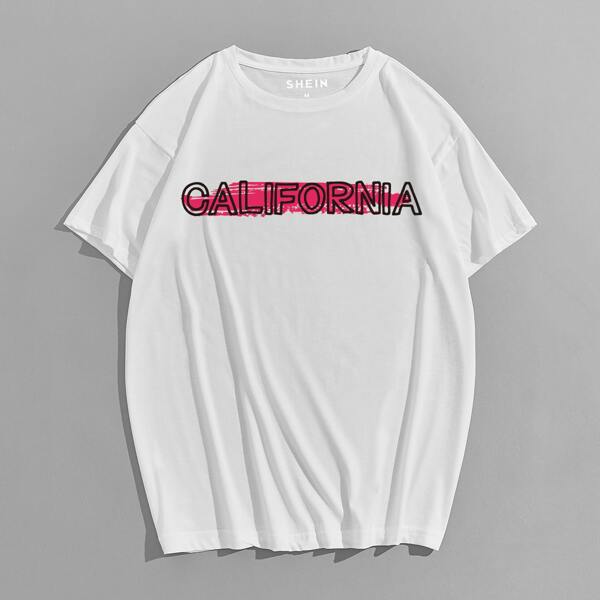

Men Letter Graphic Drop Shoulder Tee, White
