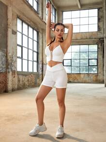 Quần Shorts Thể thao Nữ màu trơn - trắng - Xem 4