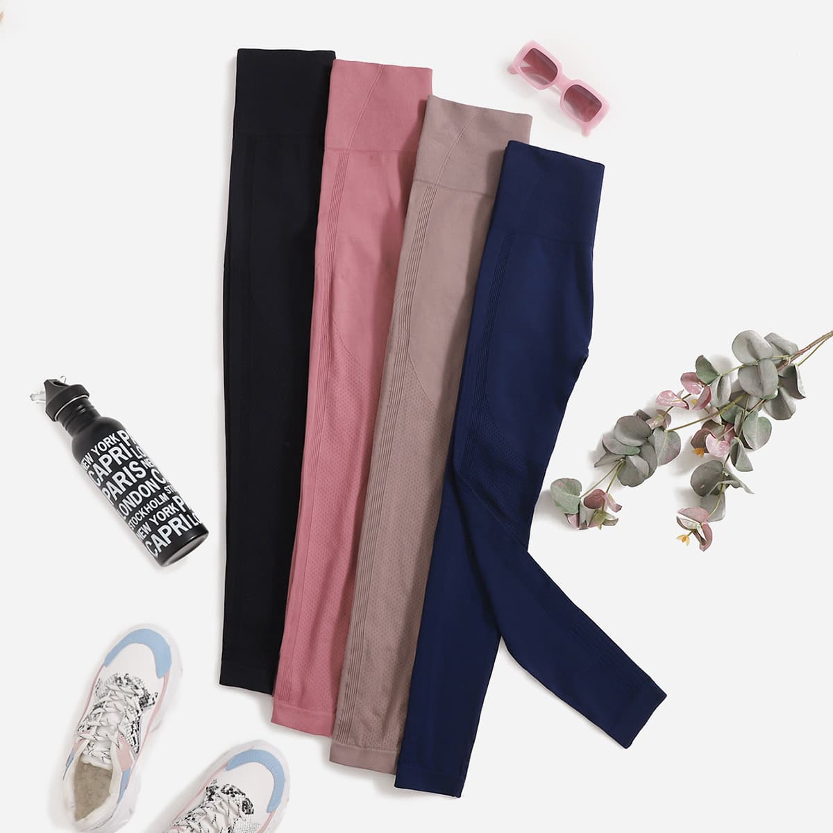 

4pcs Seamless High Stretch Sports Leggings, Multicolor
