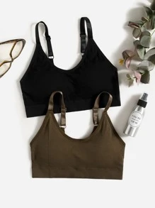 Yoga Basic Áo lót thể thao Nữ Lộ Lưng Gân đan màu trơn - Nhiều màu - Xem 1