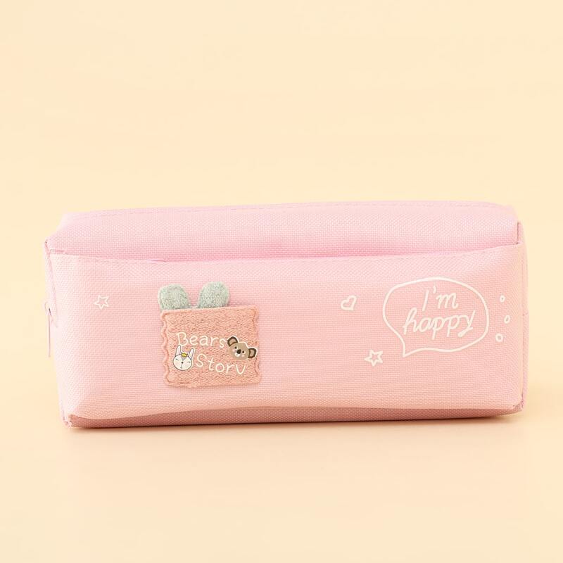 

Slogan Graphic Pencil Case, Pink