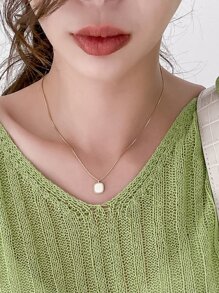 DAZY 幾何吊墜項鍊 - 金黃色 - 查看 2