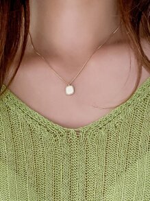 DAZY 幾何吊墜項鍊 - 金黃色 - 查看 4