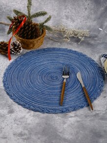 4/6 miếng lót bàn ăn bằng polyester viền hoa nhiều màu, dễ vệ sinh - Màu xanh lam - Xem 5