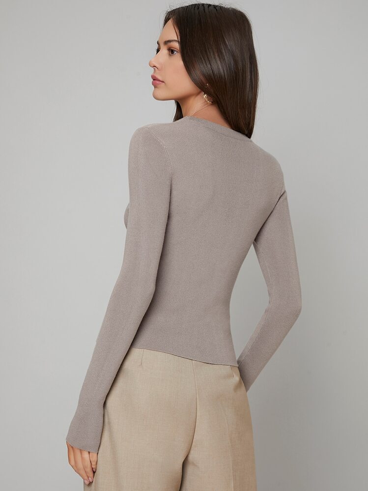 BizChic Solid Boat Neck Jumper - Khaki - View 2