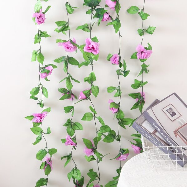 

1pc Artificial Rose Vine With 9pcs Head, Multicolor