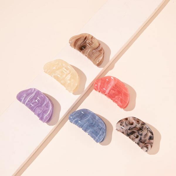 

6pcs Semicircle Hair Claw, Multicolor