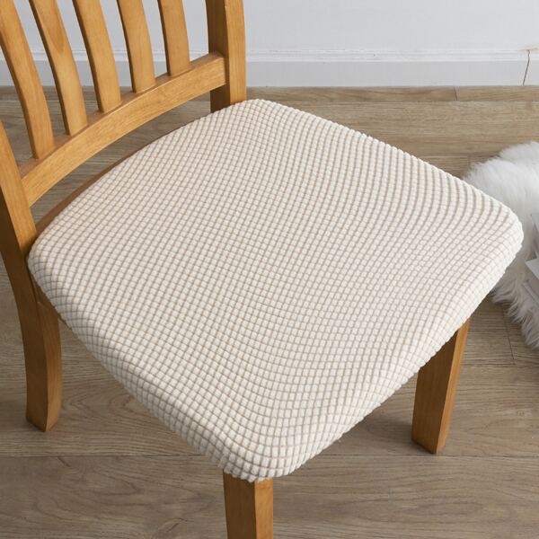 

Solid Color Stretchy Chair Seat Cushion Cover, Beige