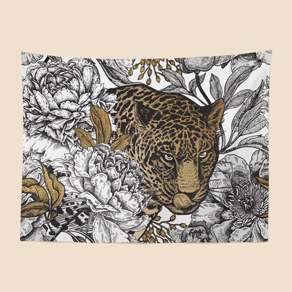 

Leopard & Flower Print Tapestry, Multicolor