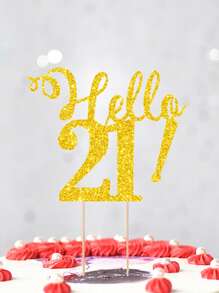 1 pieza 21st de cumpleaños Decoración de pastel - Dorado - Ver 2