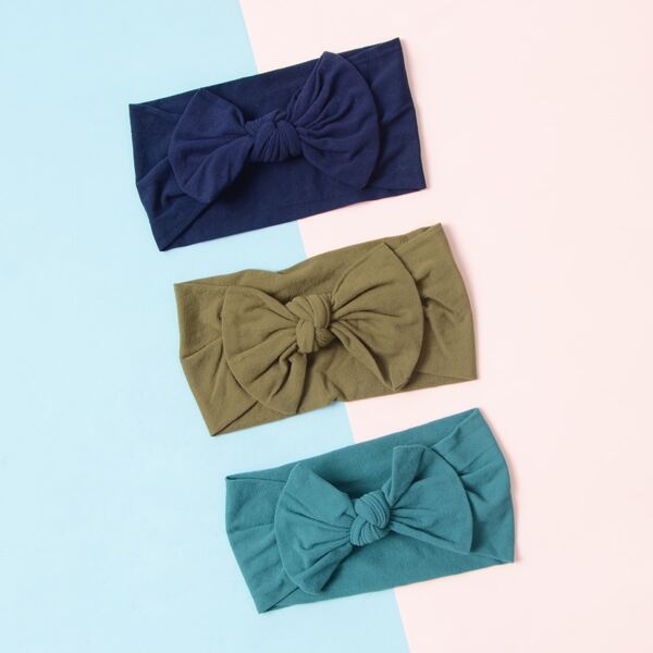 

3pcs Baby Bow Decor Hair Band, Multicolor