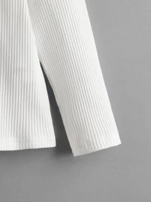 SHEIN Niñitas 2 piezas Camiseta de cuello cisne tejido de canalé - Multicolor - Ver 3