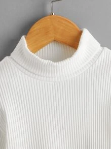 SHEIN Niñitas 2 piezas Camiseta de cuello cisne tejido de canalé - Multicolor - Ver 7