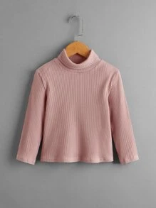 SHEIN Niñitas 2 piezas Camiseta de cuello cisne tejido de canalé - Multicolor - Ver 9