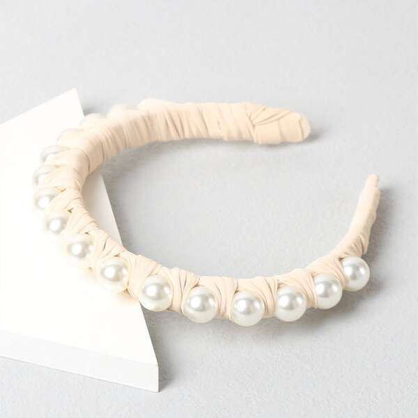 

Faux Pearl Decor Headband, Beige