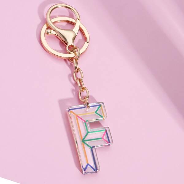 

Letter Charm Keychain, Multicolor