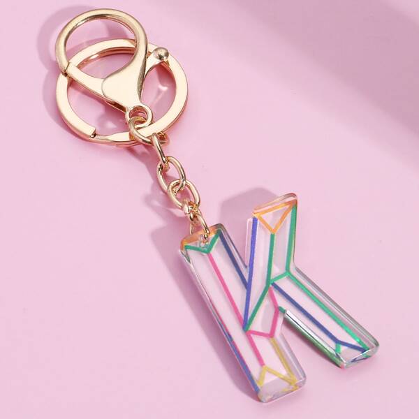 

Letter Charm Keychain, Multicolor
