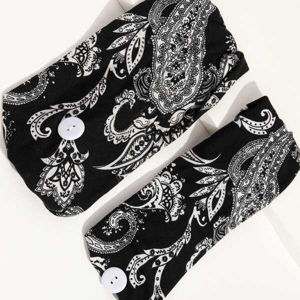 

2pcs Paisley Print Hair Band, Black