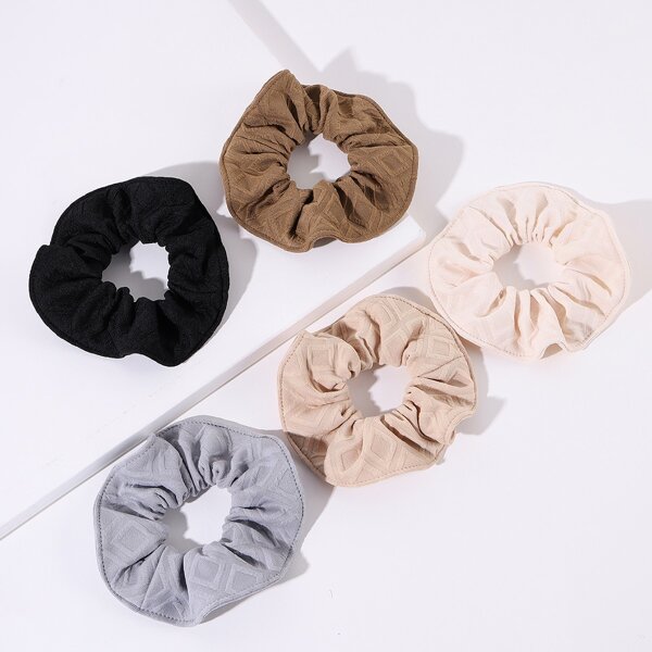 

5pcs Solid Scrunchie, Multicolor