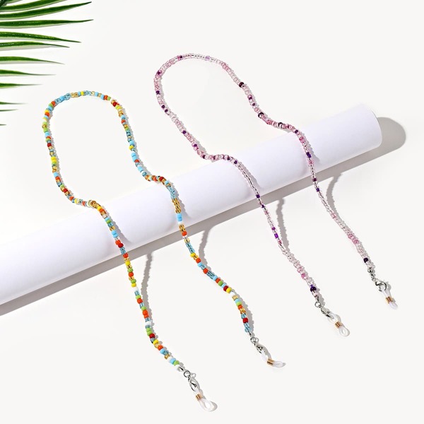 

2pcs Toddler Girls Beaded Glasses Chain, Multicolor