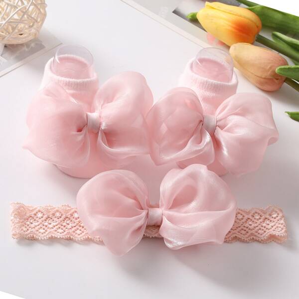

Baby Solid Hair Band & Ankle Socks, Pink