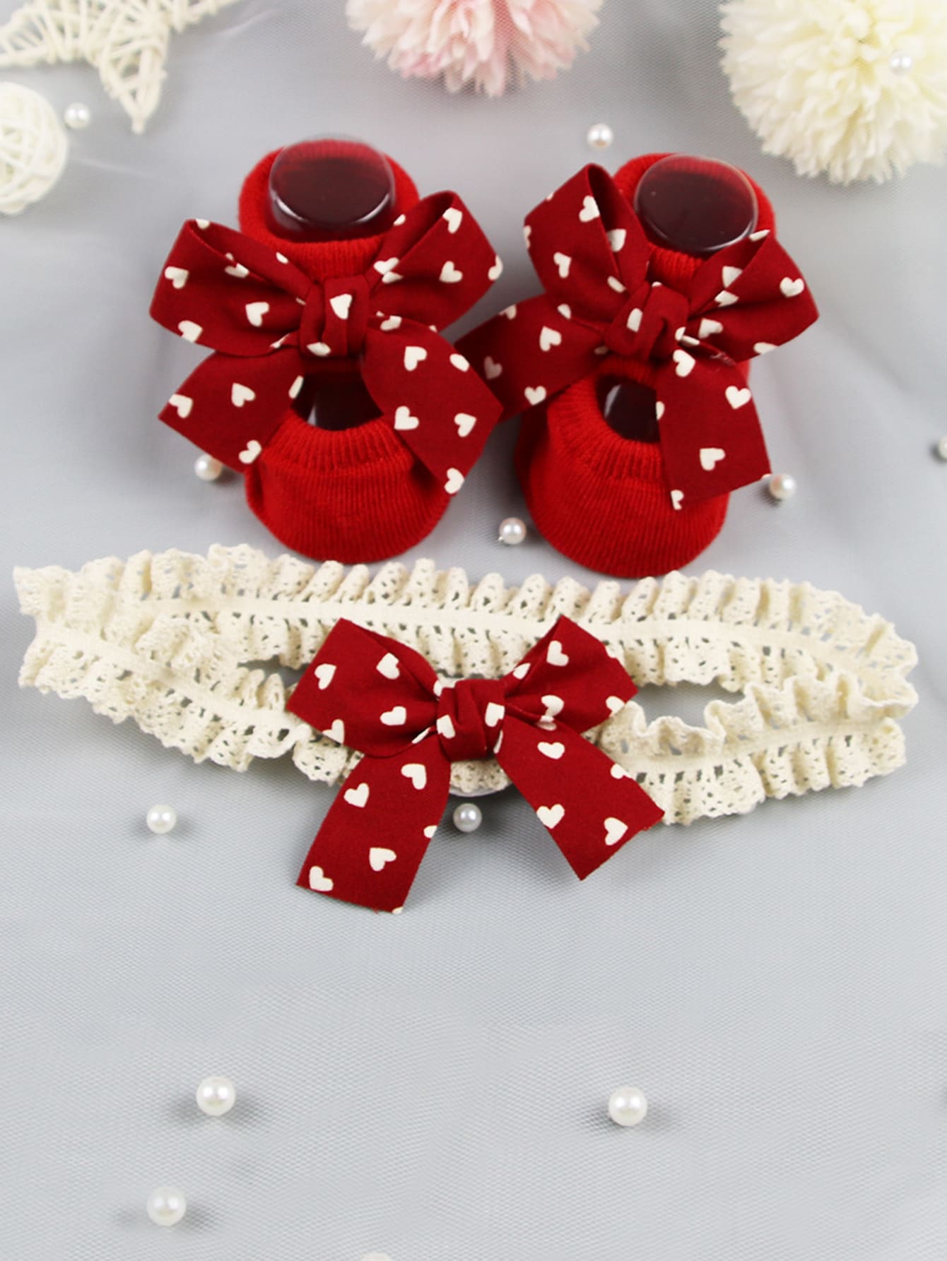 嬰兒蝴蝶結裝飾髮帶和短襪