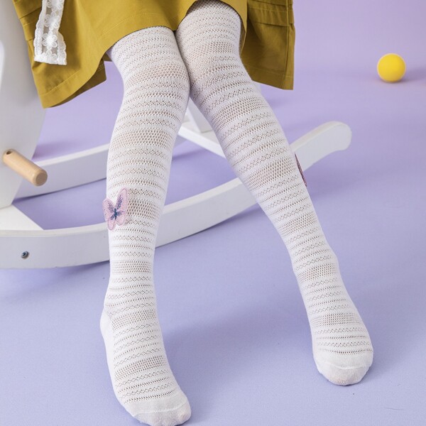 

Baby Butterfly Decor Tights, White