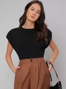 BizChic Shoulder Pad Sweater Vest - Black - View 1