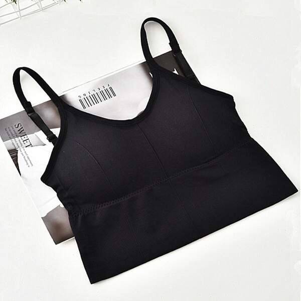 

Girls Solid Wide Band Cami Bralette, Black